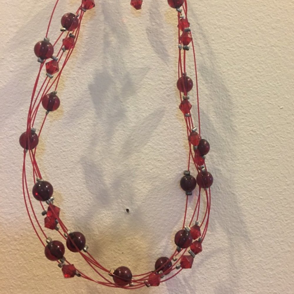 Red Plastic beads necklace